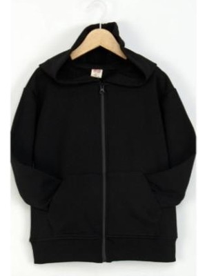 Rapapa Çocuk 3 Iplik Şardonsuz  Kapüşonlu Fermuarlı Sweatshirt – Günlük Rahat HIRKA-4013-