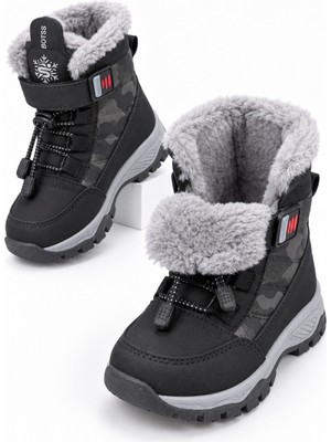 Muggo Tundy Içi Kürklü Cırtlı ve Bağcıklı Unisex Çocuk Kar Botu