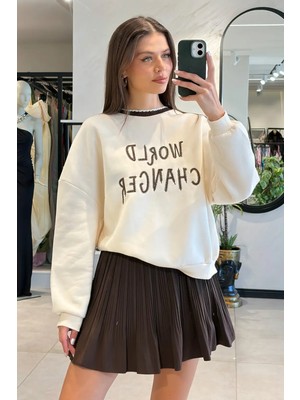 Quzu 27KSWT03024 Sweatshirt Krem