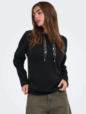 Only 15377809 Kapsonlu Kadin Sweat - Siyah