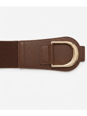 CNRWOOD Kahverengi Geniş Bel / Korseli Kadın Kemer