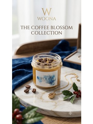 Woona Doğal Soya Wax Kahve Aromalı Aromaterapi Mum - Vegan El Yapımı Doğal Soya Wax Premium Kokulu Dekoratif Mum