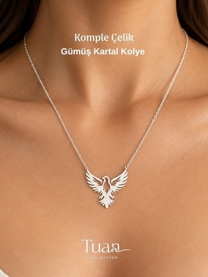 Tuan Collection Komple Çelik Kartal Figürlü Kolye Gümüş Renk Unisex Kolye