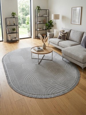 Merinos Elagans Joy Rölyef Bohem Oval Püsküllü Halı Yolluk | Kaymaz Taban | Robot Süpürge Uyumlu | Kolay Temizlenebilir | Modern Salon, Mutfak, Oda ve Koridor Halısı
