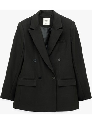 Koton Uzun Kollu Cepli Düğmeli Oversize Kruvaze Blazer Ceket