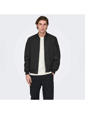 Only & Sons Onsjoshua Erkek Fermuarlı Bomber Ceket Siyah