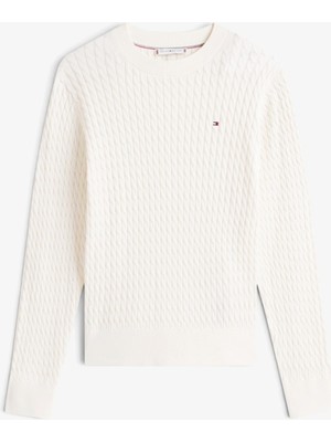 Tommy Hilfiger Co Cable Fıne Gg C-Nk Ls Sweater Kadın Sarı Kazak - WW0WW44993
