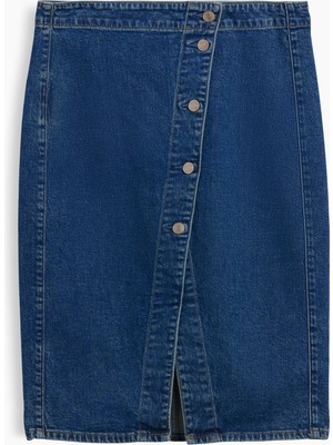 Gap Kadın Mavi Denim Wrap Etek