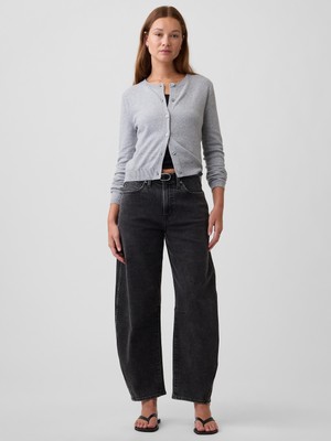 Gap Kadın Siyah High Rise Barrel Jean Pantolon