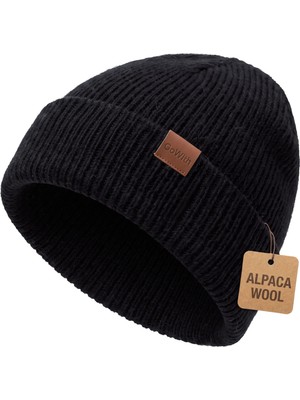 Gowith Unisex Alpaka Yünlü Katlamalı Düz Bere