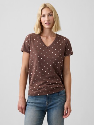 Gap Kadın Kahverengi Favorite V-Yaka T-Shirt