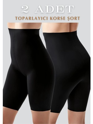 QKK Ultra Yüksek Bel Dikişsiz Toparlayıcı Lazer Kesim Şortlu 2'li Korse
