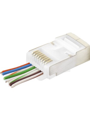Skygo CAT6E Ez RJ45 Metal Konnektör 100 Adet Plastik Kutu - Beyaz ND2422