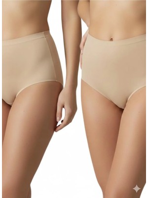 QKK Lazer Kesim Iz Yapmayan Yüksek Bel Slip 2'li Korse - Dikişsiz Toparlayıcı Korse Slip