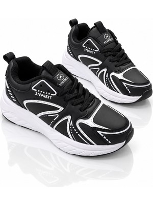 Tonny Black Kadın Siyah Beyaz Rahat Kalıp Faylon Taban Bağcıklı Sneaker