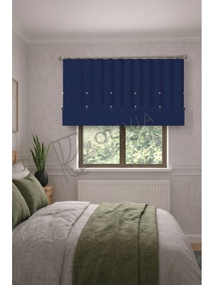Olivia Home Store Blackout Çıtçıtlı Perde Lacivert Katlanabilir Tam Karartma Işık Geçirmez Ölçüye Özel