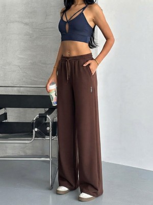 Moda Rüyası Kadın Oysho Beli Lastikli Bağcıklı Geniş Paça Rahat Kesim Günlük Eşofman Altı