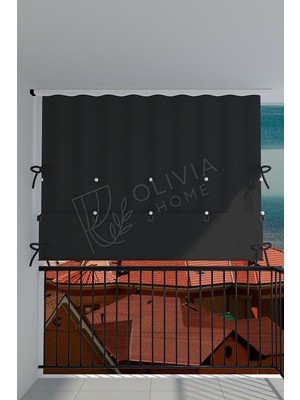 Görgülü Shop Çıtçıtlı Yüksekliği Ayarlanabilen Katlanabilir Düz Antrasit Balkon Perdesi