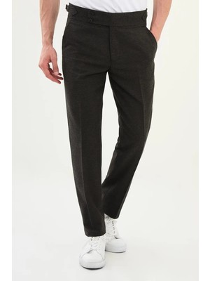 Centilmen Kareli Slim Fit Beli Tokalı Yün Erkek Pantolon 38326