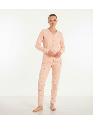 Royam Seamlife Kadın Pamuklu Waffle Kumaş Kışlık Uzun Kollu Sıcak Tutan Pijama Takımı