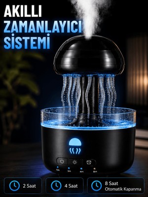Belirtilmemiş Denizanası Tasarımlı Ultrasonik Hava Nemlendirici Rgb LED Işıklı Sessiz Buhar Makinesi Zaman Ayarlı