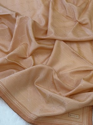 Vakko VAKKO-125K41588-SO Somon Renk Monogram Pamuk Ipek Bordürlü Eşarp