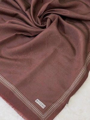 Vakko  VAKKO-125K41540-KA Kahve Renk Monogram Pamuk Ipek Bordürlü Şal