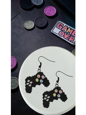 Seard Miyuki Boncuk El Yapımı Joystick Oyun Konsolu Gamepad Küpe