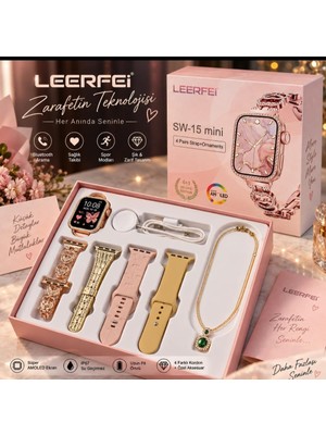 Vivopack Sw-15 Mini Kadın Saat Rose Gold Değiştirilebilir 4 Kordonlu Şık Moda Saati Hediye Seti