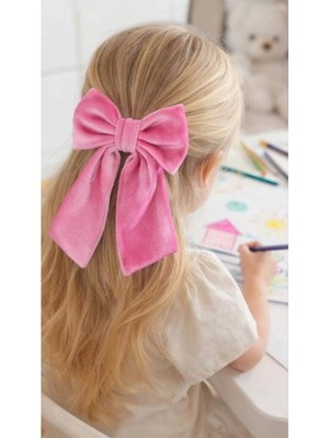 Liliza Accessories Pembe Ipek Kadife Fiyonk Toka