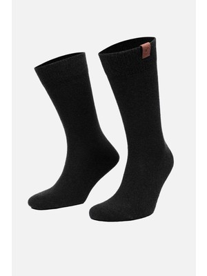 Mısırlı Erkek Kuzu Yünü (Lambswool) Tekli Soket Çorap Siyah
