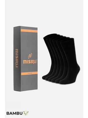Mısırlı Erkek Bambu Kutulu 6 Çift Soket Çorap Siyah