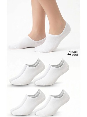 Mısırlı Unisex Pamuklu Süper Fit 4 Çift Sneaker Çorap Beyaz