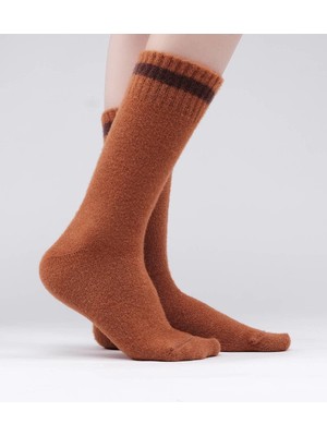 Mısırlı Kadın Soft Peluş Termal Tekli Soket Çorap Kiremit