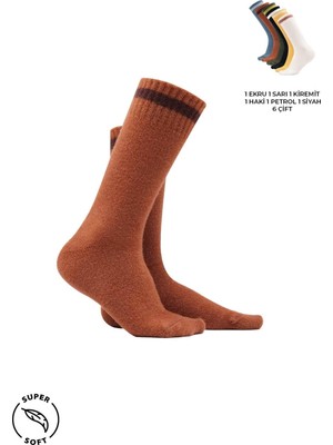 Mısırlı Kadın Soft Peluş Termal 6 Çift Kutulu Soket Çorap Çok Renkli