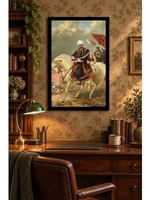 Soprano Atlı Tarihi Savaşçı, Dekoratif Mdf Tablo, Çerçeve Görünümlü Ahşap Poster