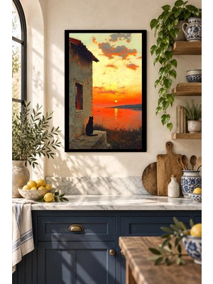 Soprano Gün Batımında Deniz Kıyısı, Dekoratif Mdf Tablo, Çerçeve Görünümlü Ahşap Poster