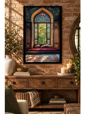 Soprano Renkli Vitray Pencere, Dekoratif Mdf Tablo, Çerçeve Görünümlü Ahşap Poster