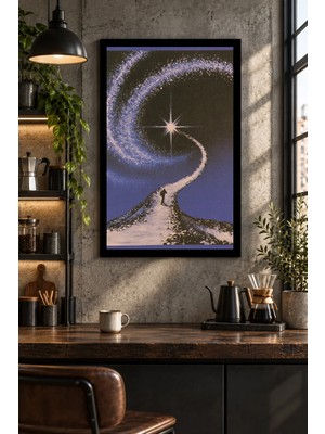 Soprano Yıldızlı Gökyüzüne Uzanan Yol, Dekoratif Mdf Tablo, Çerçeve Görünümlü Ahşap Poster
