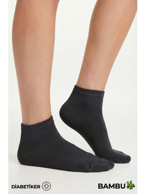 Mısırlı Unisex Bambu Diyabetik Sneaker Çorap Antrasit