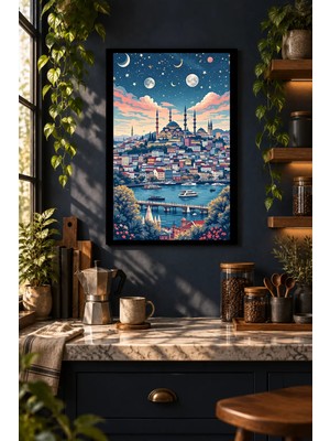 Soprano Istanbul Boğazı ve Camiler, Dekoratif Mdf Tablo, Çerçeve Görünümlü Ahşap Poster