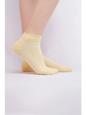 Mısırlı Kadın Bambu Tekli Yazlık Sneaker Çorap Sarı