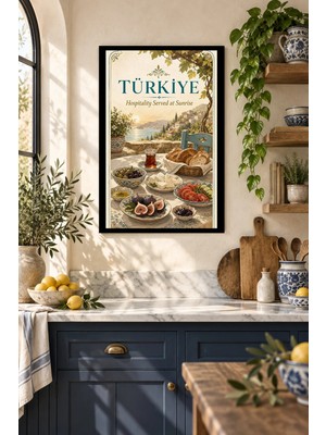 Soprano Türk Kahvaltısı Afişi, Dekoratif Mdf Tablo, Çerçeve Görünümlü Ahşap Poster