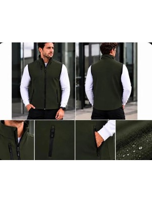 D-Star Erkek Softsheell Yelek Içi Polar Su Itici Rüzgar Geçirmez 3 Cepli Outdoor  Spor Yelek