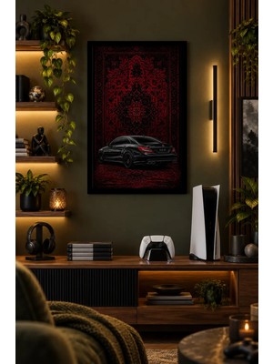 Onyx Lab Onyxlab Koyu Zeminde Spor Otomobil, Dekoratif Mdf Tablo, Çerçeve Görünümlü Ahşap Poster