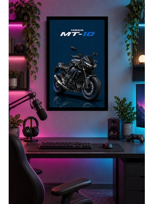 Onyx Lab Onyxlab Siyah Spor Motosiklet, Dekoratif Mdf Tablo, Çerçeve Görünümlü Ahşap Poster