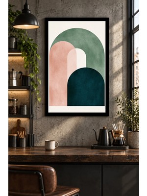 Onyx Lab Onyxlab Pastel Renkli Soyut Kemerler, Dekoratif Mdf Tablo, Çerçeve Görünümlü Ahşap Poster