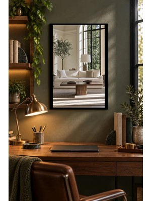 Onyx Lab Onyxlab Aydınlık Salon ve Büyük Pencere, Dekoratif Mdf Tablo, Çerçeve Görünümlü Ahşap Poster