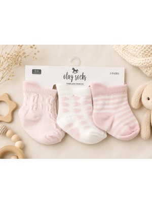 Olay Socks Yenidoğan Bebek 3'lü Pamuklu Çorap Seti (0-6 Ay) - Desenli ve Düz Renk Seçenekli