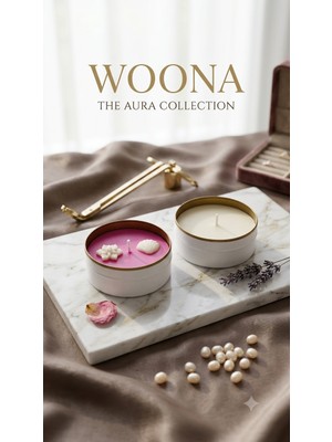 Woona Doğal Soya ve Mikrokristalin Dekoratif Kutu Mum Seti & Romantika & Amber Esansı El Yapımı Doğal Soya Wax Premium Kokulu 2'li Mum Seti